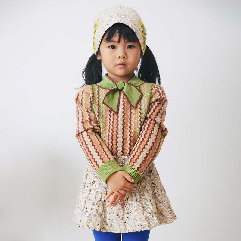 Kids Misha & Puff Crochet Headwarmer - Iris Cream Confetti 