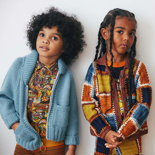 Kids Misha & Puff Ladder Square Cardigan - Chestnut Brown | Garmentory