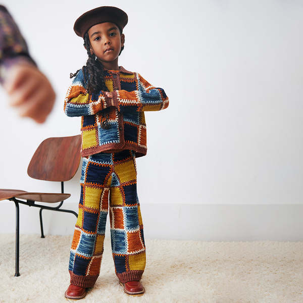 Kids Misha & Puff Ladder Square Cardigan - Chestnut Brown | Garmentory