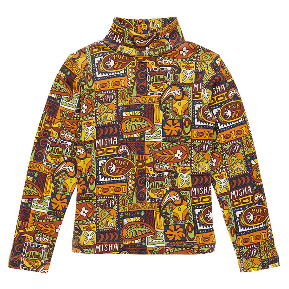 Kids Misha & Puff Turtleneck T-shirt - Fox Brown Groovy Paisley