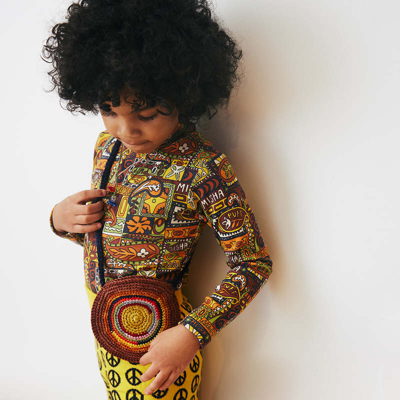 Kids Misha & Puff Turtleneck T-shirt - Fox Brown Groovy Paisley