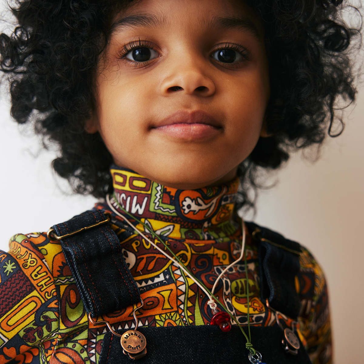 Kids Misha & Puff Turtleneck T-shirt - Fox Brown Groovy Paisley