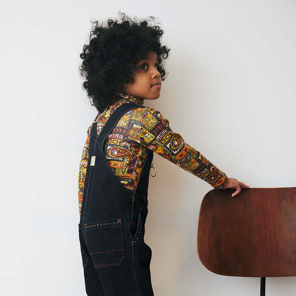 Kids Misha & Puff Turtleneck T-shirt - Fox Brown Groovy Paisley