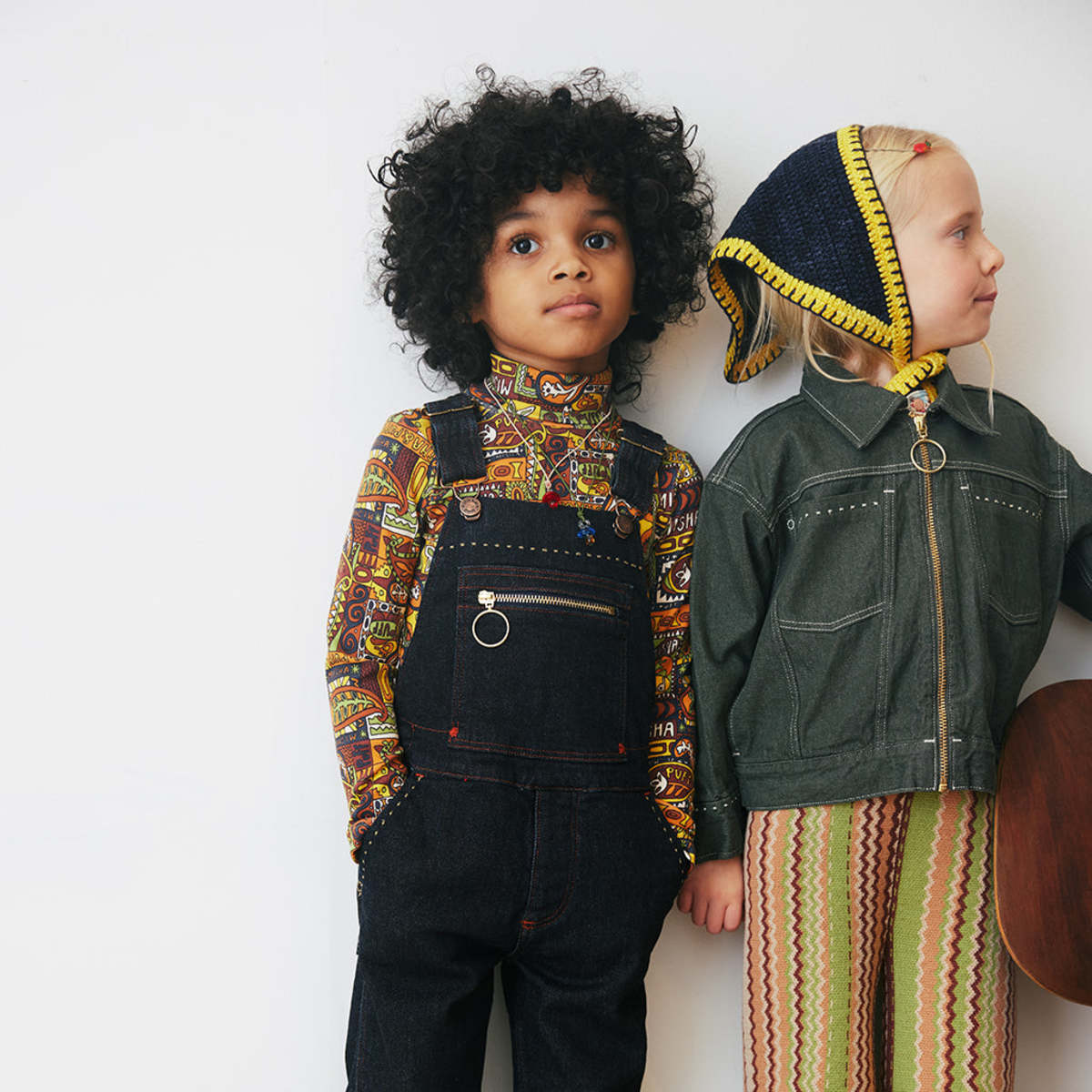 Kids Misha & Puff Turtleneck T-shirt - Fox Brown Groovy Paisley