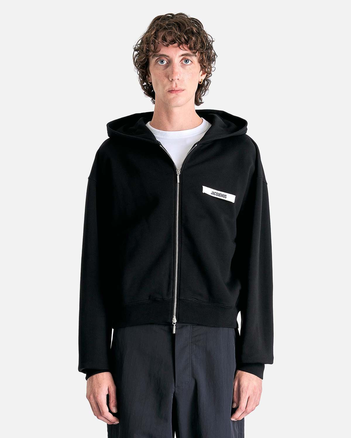 Jacquemus Le Hoodie Zip Gros Grain - Black | Garmentory