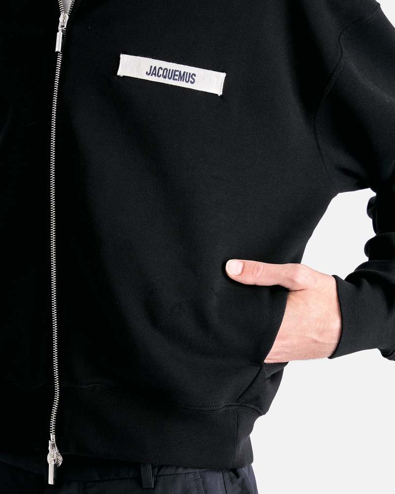 Jacquemus Le Hoodie Zip Gros Grain - Black | Garmentory