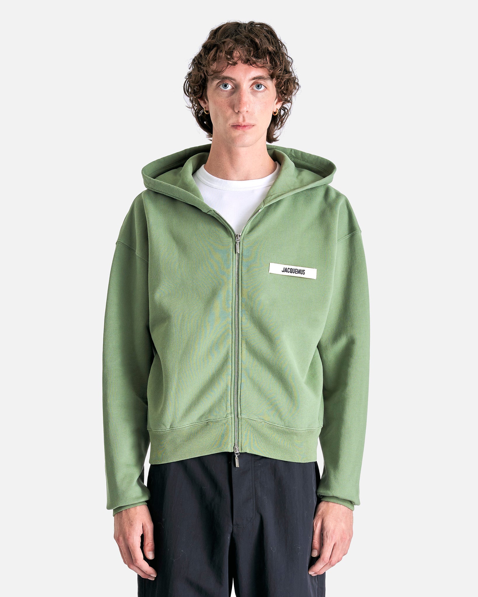 Jacquemus Le Hoodie Zip Gros Grain - Pale Green | Garmentory