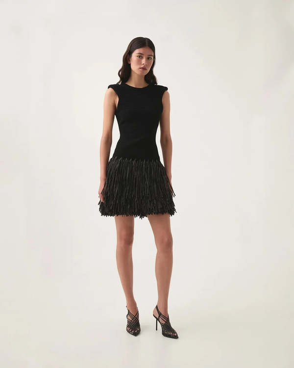knee length dresses for ladies AJE Women's Rushes Raffia Knit Mini Dress