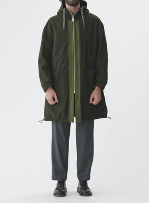 Sage de Cret High Density Twill Reversible Hooded Coat - Olive