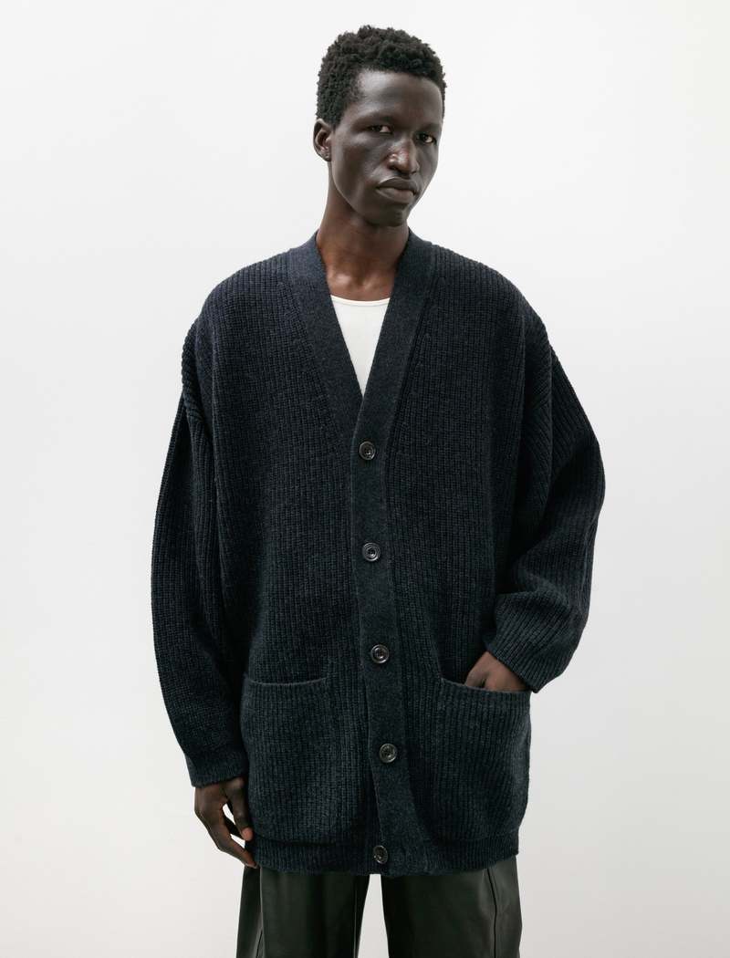 Lemaire Felted Cardi Coat - Midnight Navy Melange | Garmentory