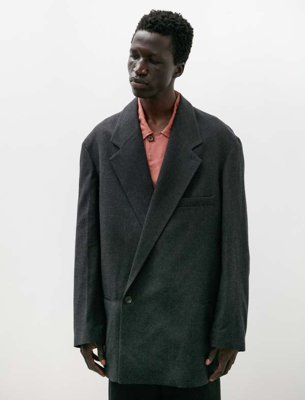 Lemaire Short Maxi DB Coat - Anthracite Grey | Garmentory