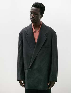 Lemaire Short Maxi DB Coat - Anthracite Grey | Garmentory