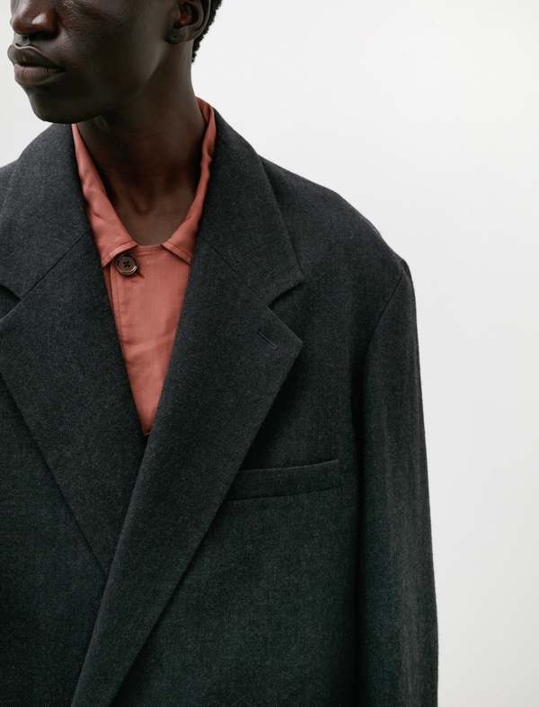 Lemaire Short Maxi DB Coat - Anthracite Grey | Garmentory