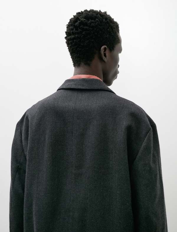 Lemaire Short Maxi DB Coat - Anthracite Grey | Garmentory