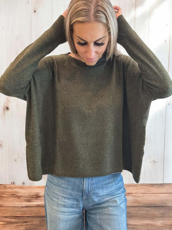 Minnie Rose Luxe Cotton/Cashmere Boxy Crew 9738