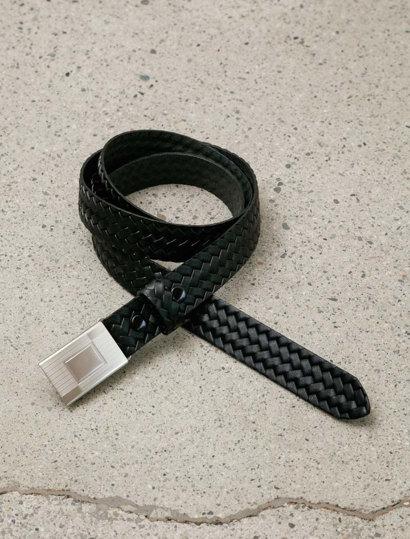 Taiga Takahashi Basketweave Pattern Belt - Black | Garmentory