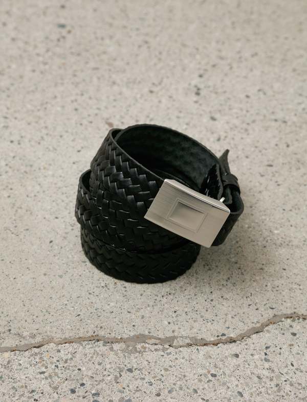 Taiga Takahashi Basketweave Pattern Belt - Black | Garmentory