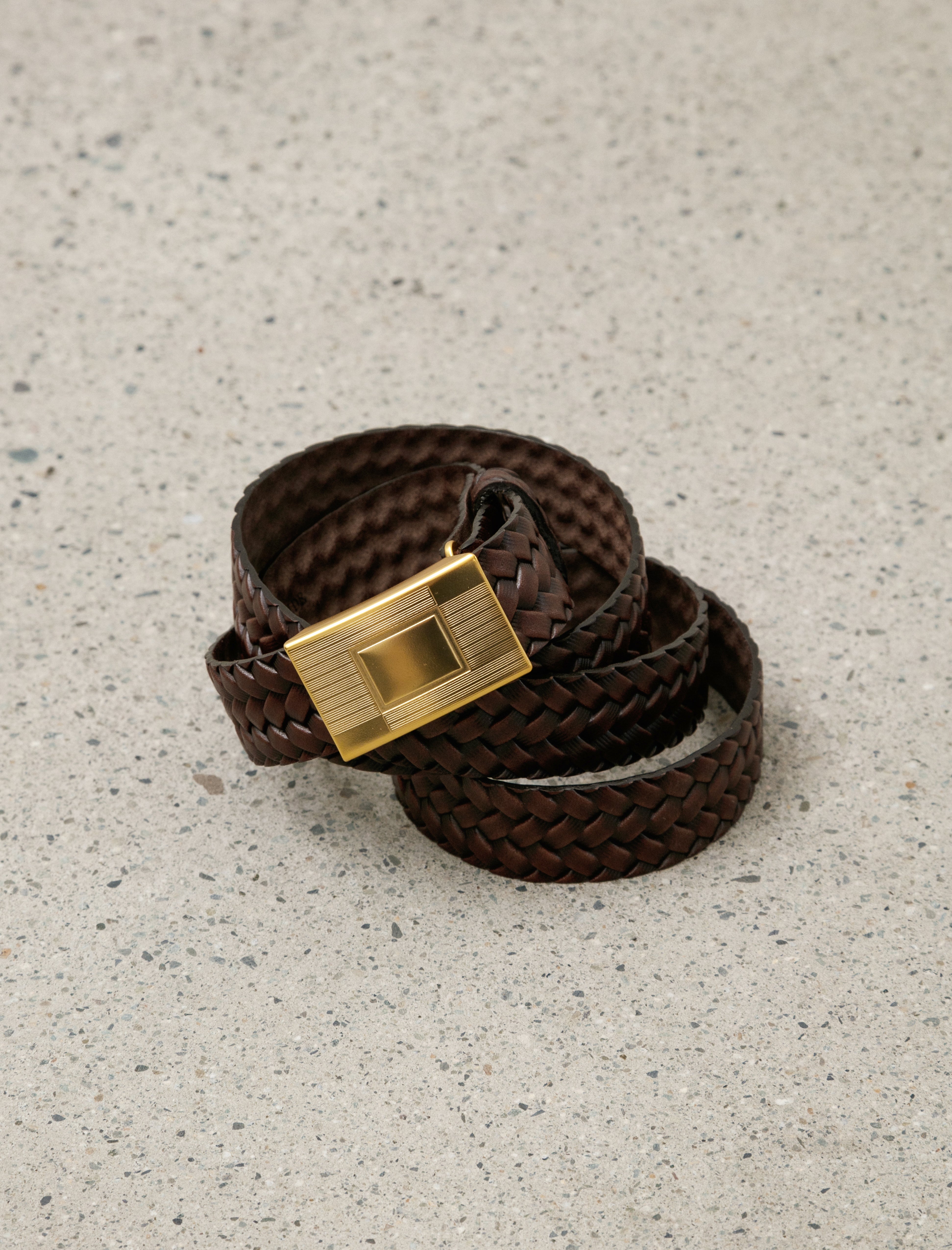 Taiga Takahashi Basketweave Pattern Belt - Mud Dyed Brown | Garmentory