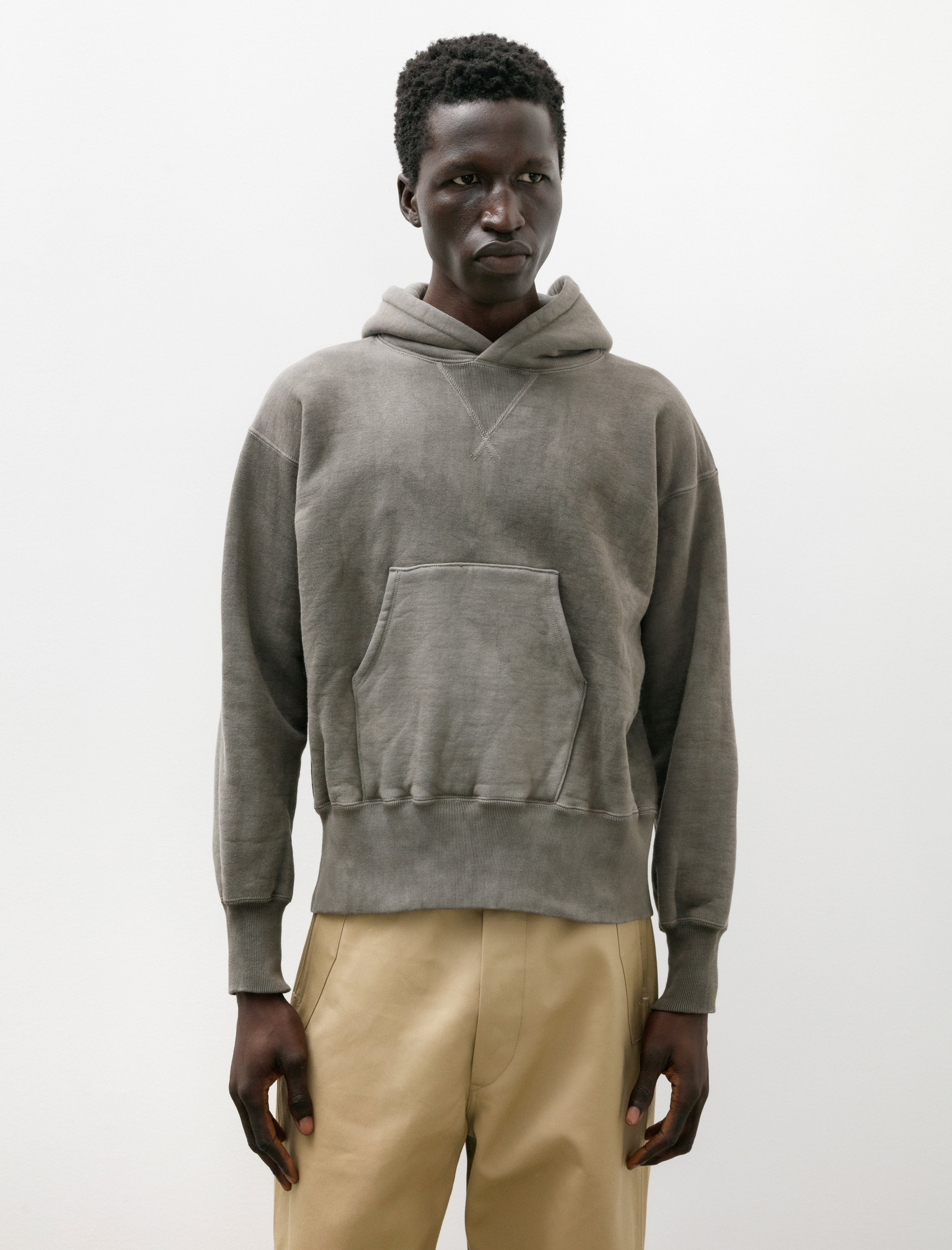 Taiga Takahashi Hooded Sweatshirt - Logwood Dyed Grey | Garmentory