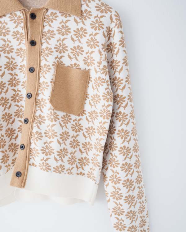 Camiel Fortgens Fitted 70s Cardigan - Off White/Brown