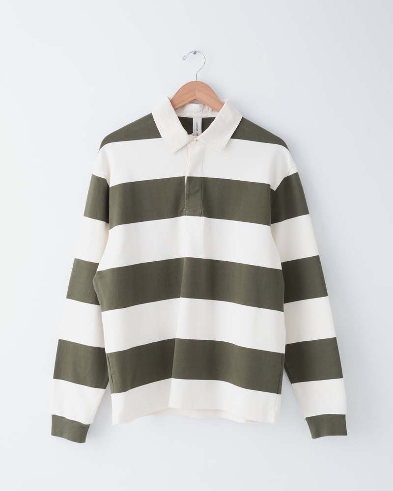 Another Aspect Rugby Polo 1.0 - Green/Ecru Stripe | Garmentory