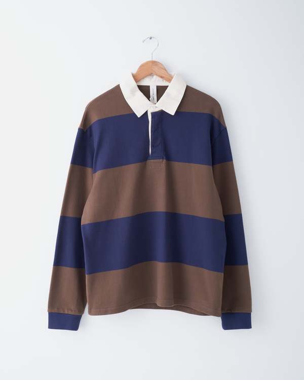 【新品未使用】ANOTHER ASPECT RUGBY POLO 1.0 ANOTHER Rugby Polo 1.0, Navy Brown Stripe - ANOTHER ASPECT