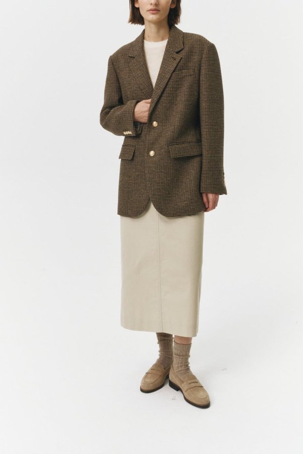 Dunst Classic 2 Button Wool Blazer - Brown Check | Garmentory