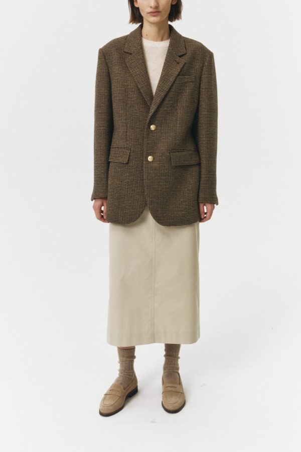 Dunst Classic 2 Button Wool Blazer - Brown Check | Garmentory