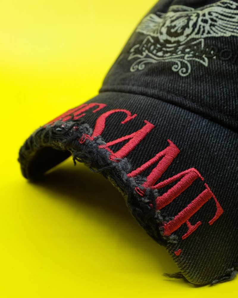 帽子 MARTINE ROSE CUT PEAK BACK CAP 2 Martine Rose Cut Peak Back Cap, Black — SLOW WAVES
