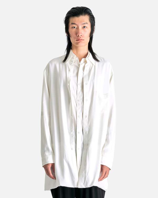 Yohji Yamamoto Pour Homme R-Double Hem Shirt - White | Garmentory