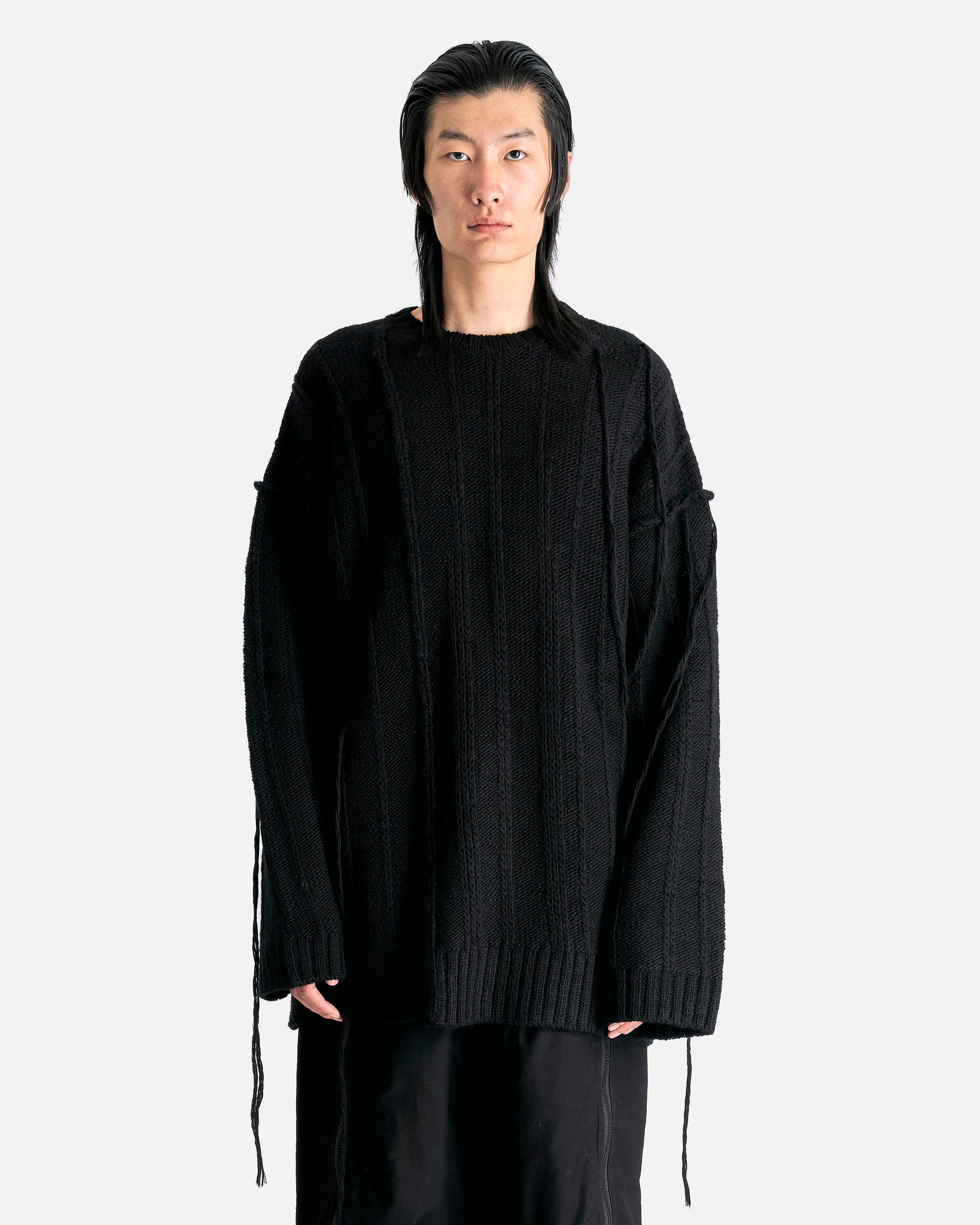 その他 Yokey VISCOSE TWILL CUT-OFF OVERSIZED REGULAR COLLAR SHIRT(S Black