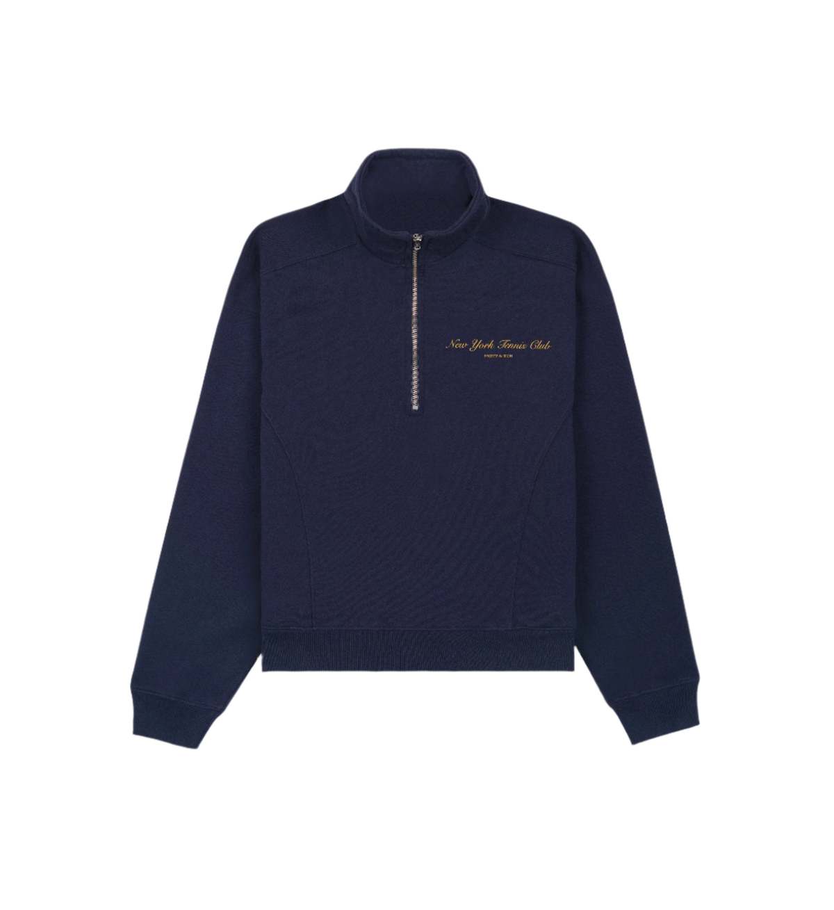 SPORTY + RICH NY Tennis Club Quarter Zip - Navy/Gold | Garmentory
