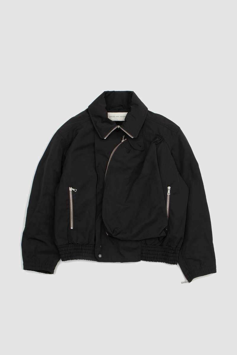 ジャケット・アウター DRIES VAN NOTEN VEBER JACKET BLACK Black Padded Bomber Jacket by Dries Van Noten on Sale