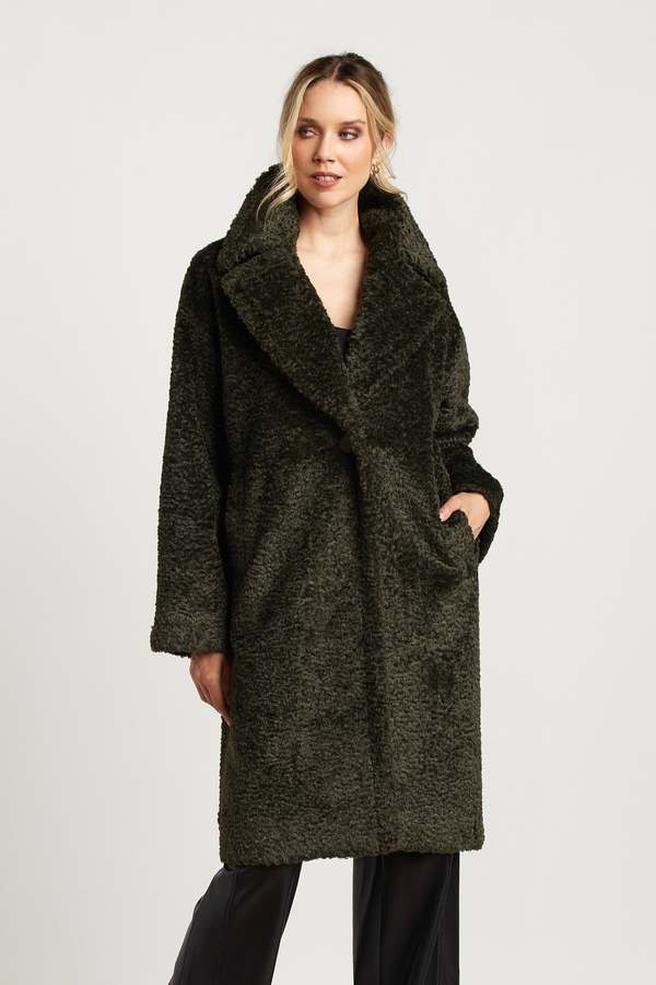 Adroit Polly Long Faux Fur Coat Forest Green Garmentory