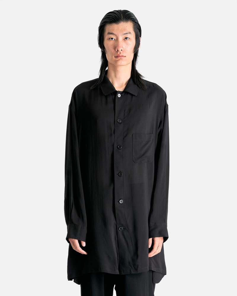 トップス Yohji Yamamoto Pour Homme Buttoned Shirt Yohji Yamamoto Pour Homme Open Collar Shirt with Chin Flap