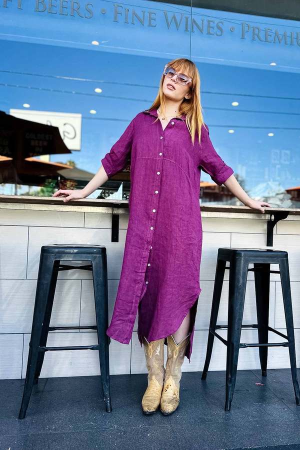 Meo Meli Linen Button Front Midi Dress | Garmentory Meo Meli Linen Button Front Midi Dress | Garmentory
