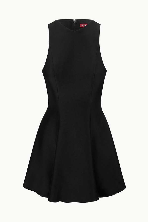 sheer black dress mini Black Boat Neck Mini Dress with Sheer Overlay main image 1