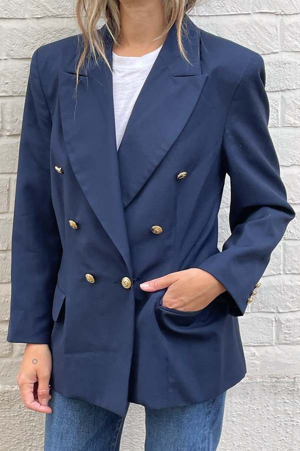 90s Vintage Double Breasted Black Blazer
