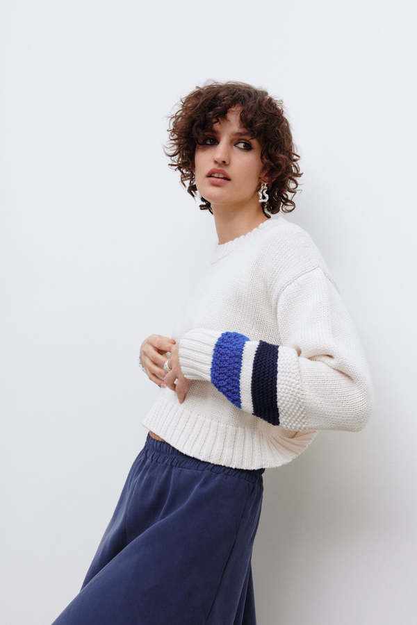 Eve Gravel Knitting JAYA sweater - Blue Ivory
