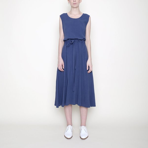 7115 by Szeki Sleeveless Drawstring Midi - Blue 7115 by Szeki Sleeveless Drawstring Midi - Blue
