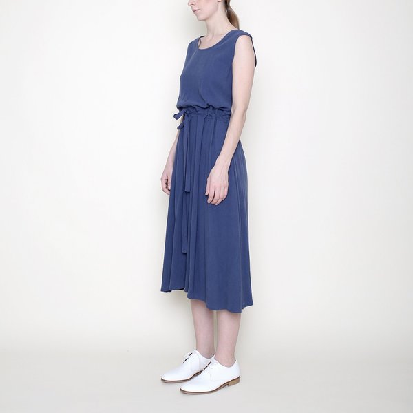 7115 by Szeki Sleeveless Drawstring Midi - Blue 7115 by Szeki Sleeveless Drawstring Midi - Blue