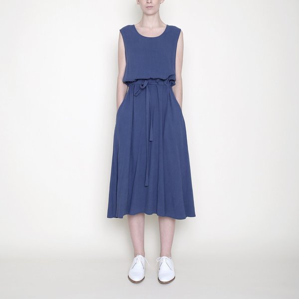 7115 by Szeki Sleeveless Drawstring Midi - Blue 7115 by Szeki Sleeveless Drawstring Midi - Blue