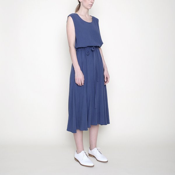 7115 by Szeki Sleeveless Drawstring Midi - Blue 7115 by Szeki Sleeveless Drawstring Midi - Blue