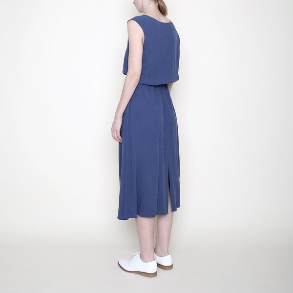 7115 by Szeki Sleeveless Drawstring Midi - Blue 7115 by Szeki Sleeveless Drawstring Midi - Blue