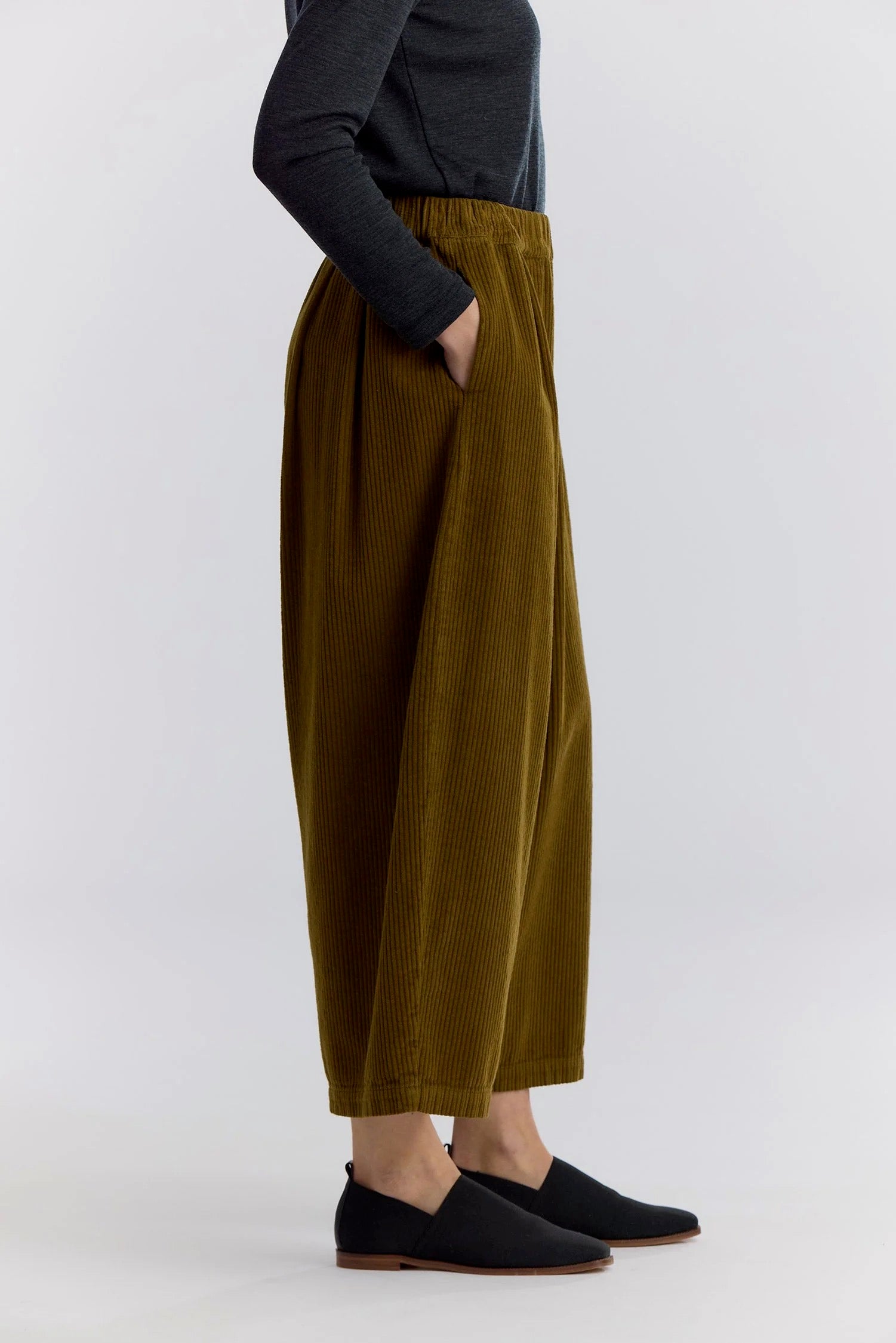 Dark Olive Corduroy Pants main image 1