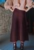 L'envers Augustine Merino Wool Flare Skirt - Plum - Thumbnail 3