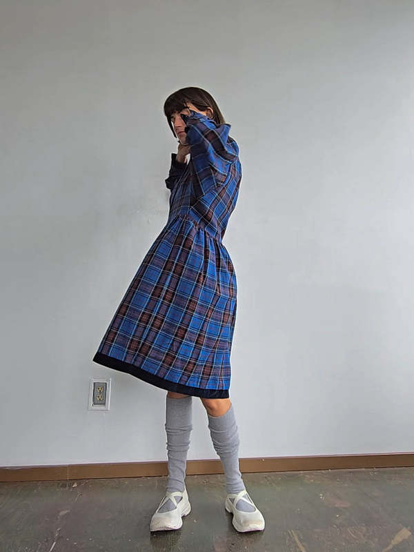 blue plaid babydoll dress Plaid Babydoll Dress main image 1