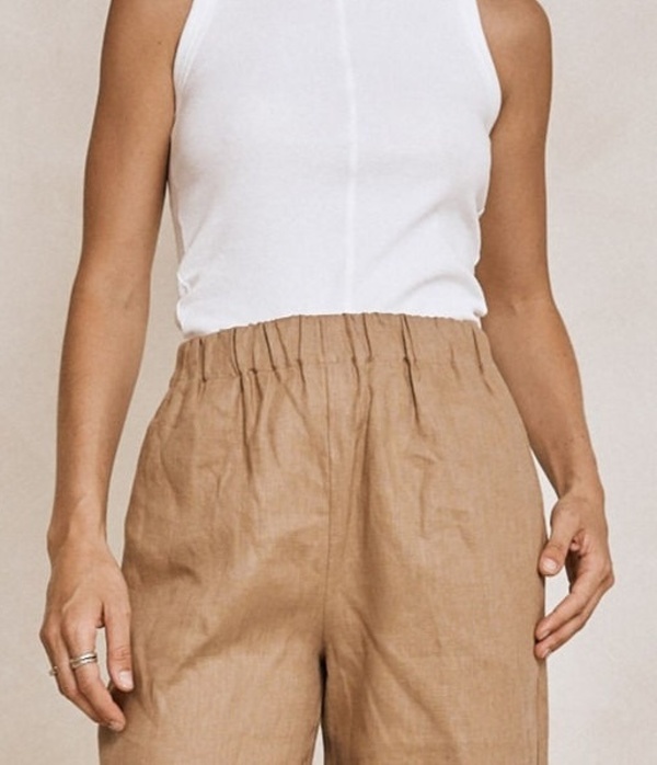 Modern Sunday Essential Linen Shorts - Latte