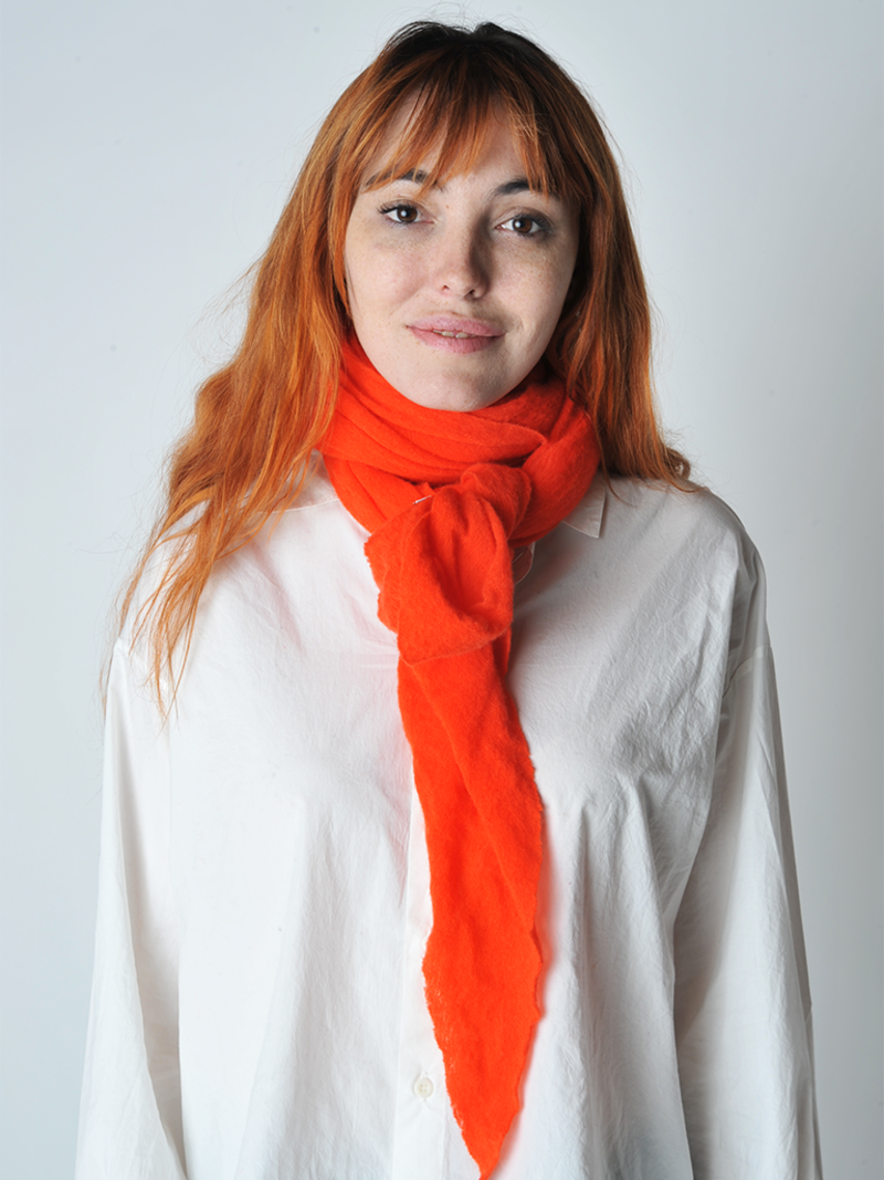 Botto Giuseppe Classic Knit Diamond Cashmere Scarf Orange