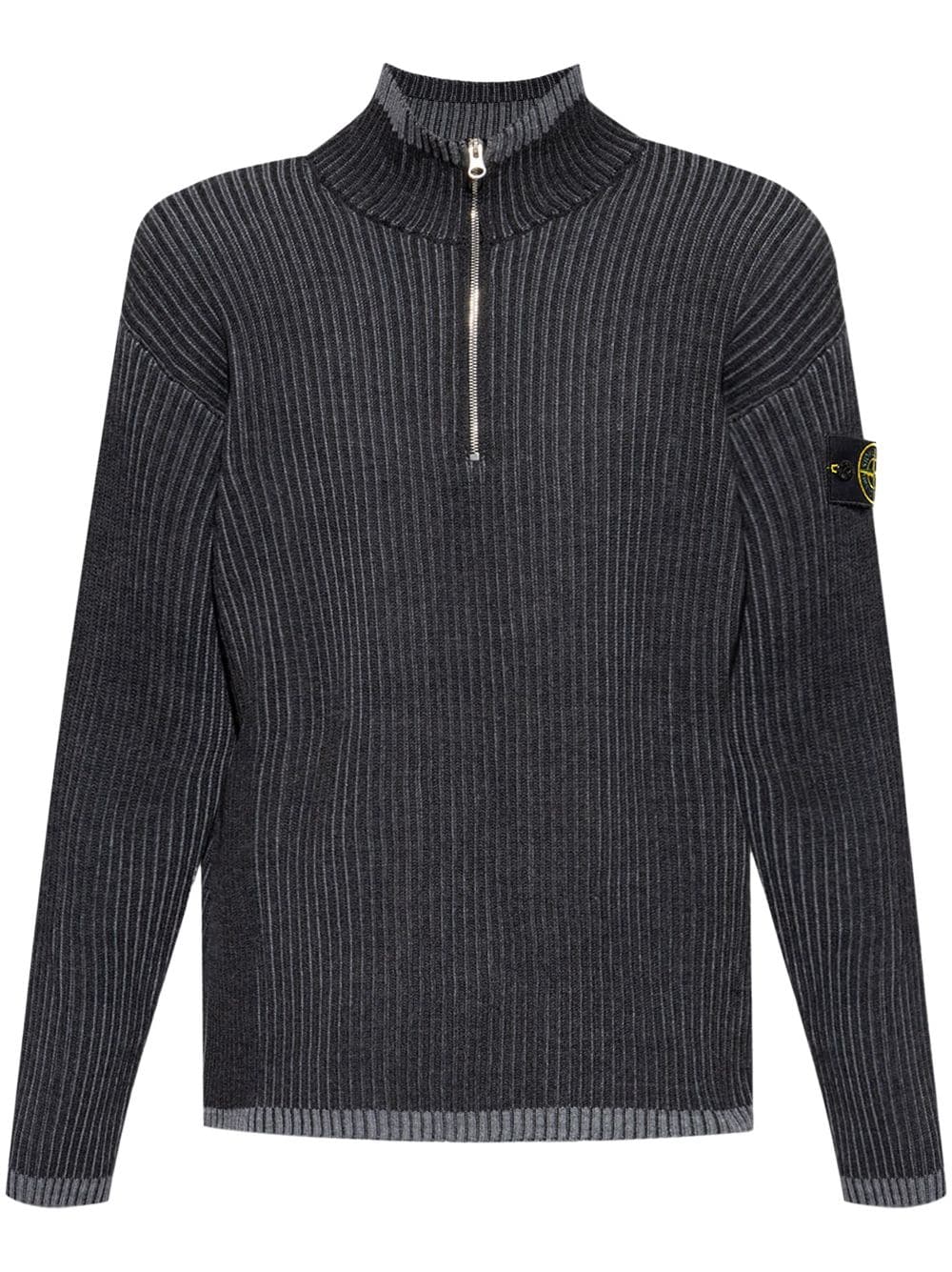 トップス 90s STONE  STAR PATCH KNIT JUMPER Stone Island Logo-Patch High Neck Jumper - Melange Charcoal
